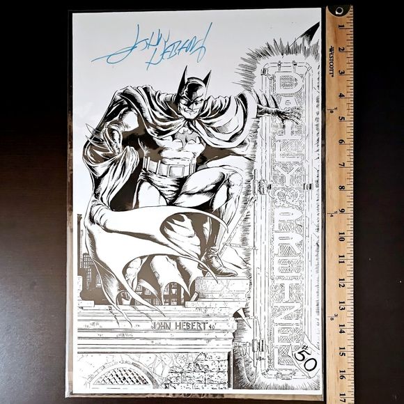 BATMAN Sketch Art Print Signed John Herbert the Daily Pretzel 11 x 17 EXC - Picture 6 of 8